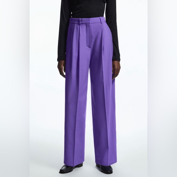COS Purple Double-Breasted Blazer and Wide-Leg Wool Trousers Suit - Picture 7 of 10